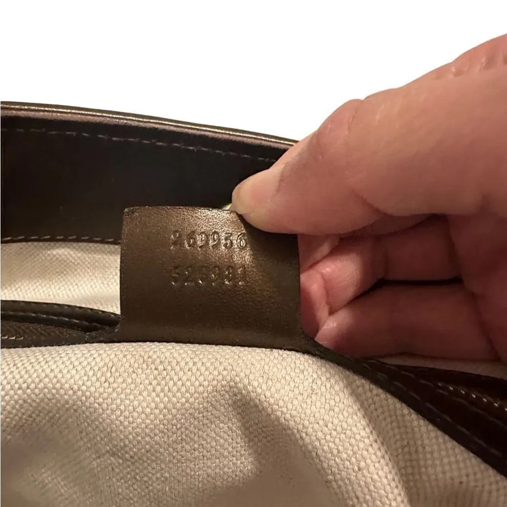 Gucci brown leather gg tote